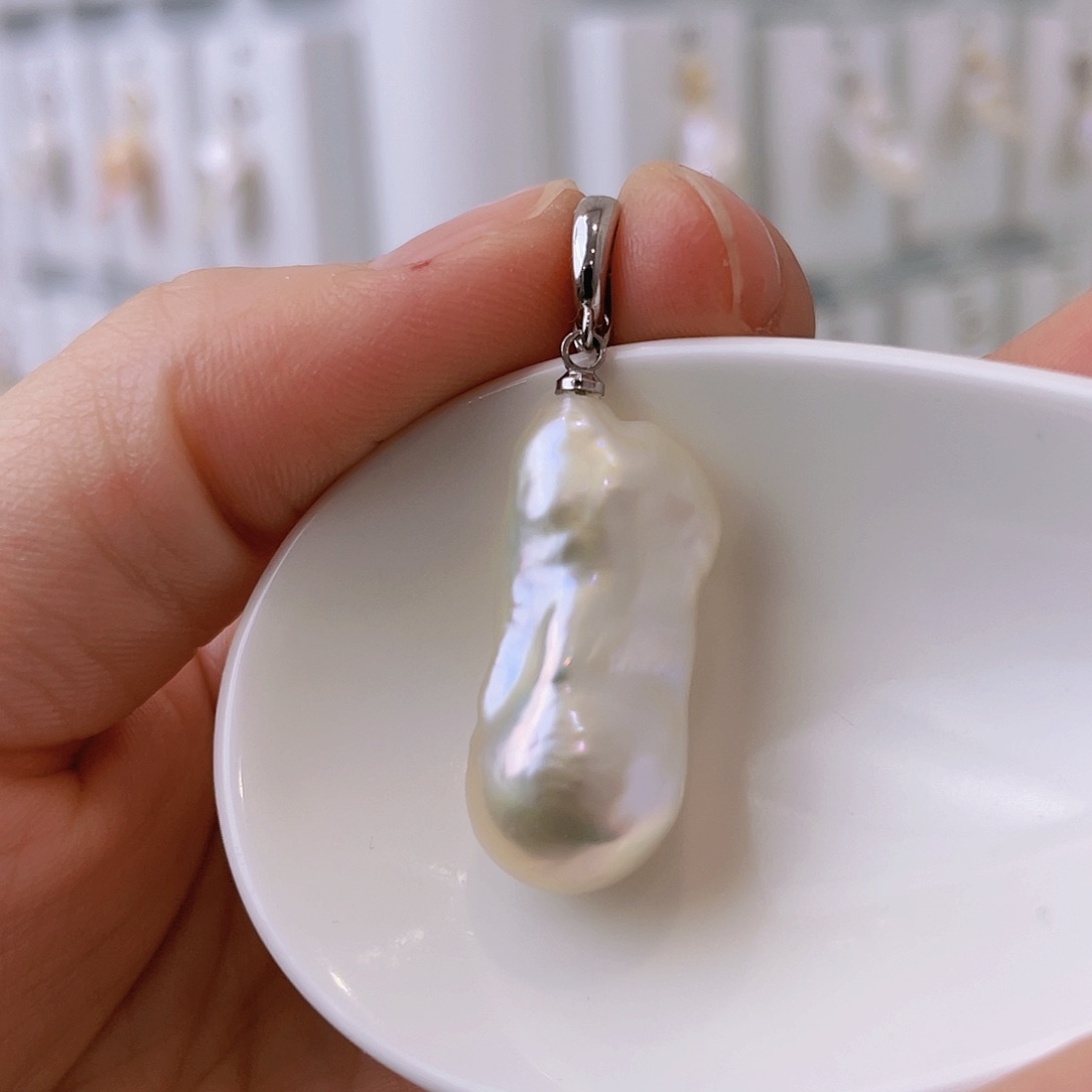 淡水珍珠天然珍珠巴洛克银S925镶嵌