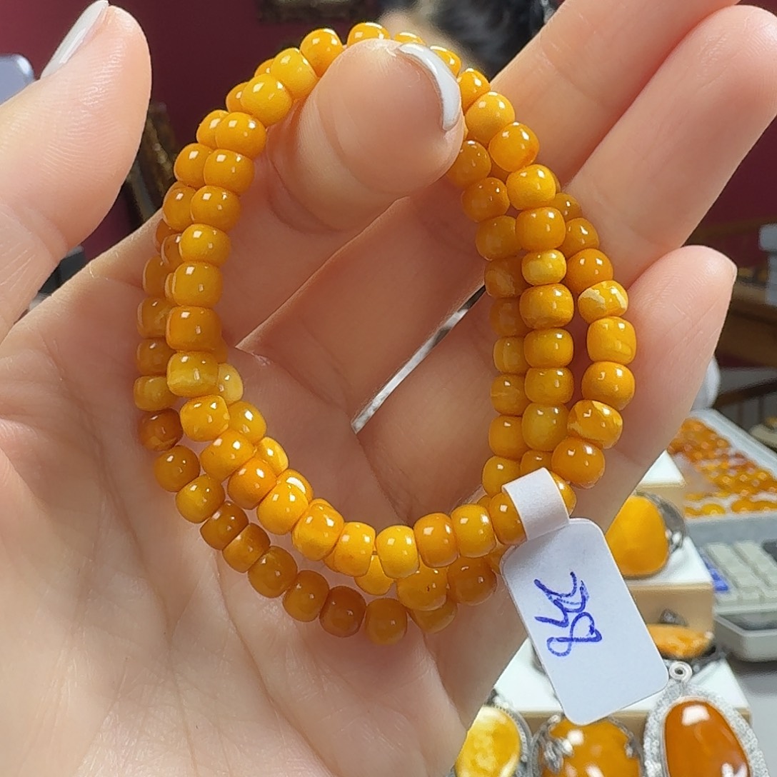 蜜蜡未镶嵌手链多圈