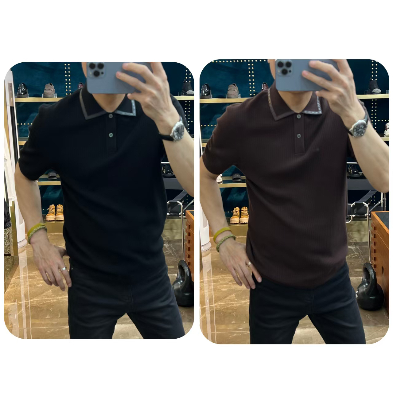 79140早秋新款男士桑蚕丝混纺无痕切割商务休闲针织POIO