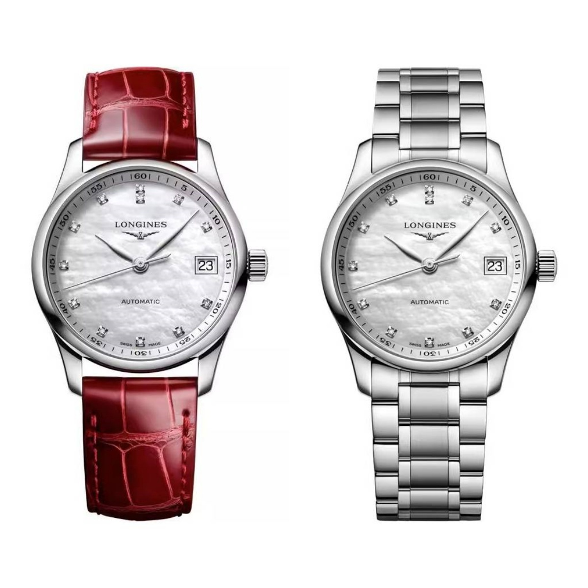 99新 Longines/浪琴 名匠357/机械/贝母钻刻/表径34mm/女士腕表