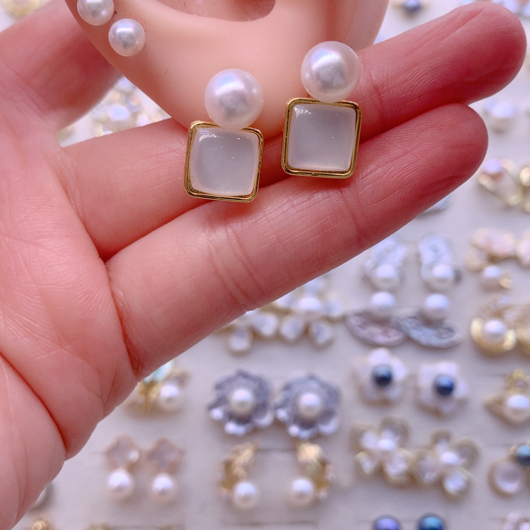 淡水珍珠耳饰合金