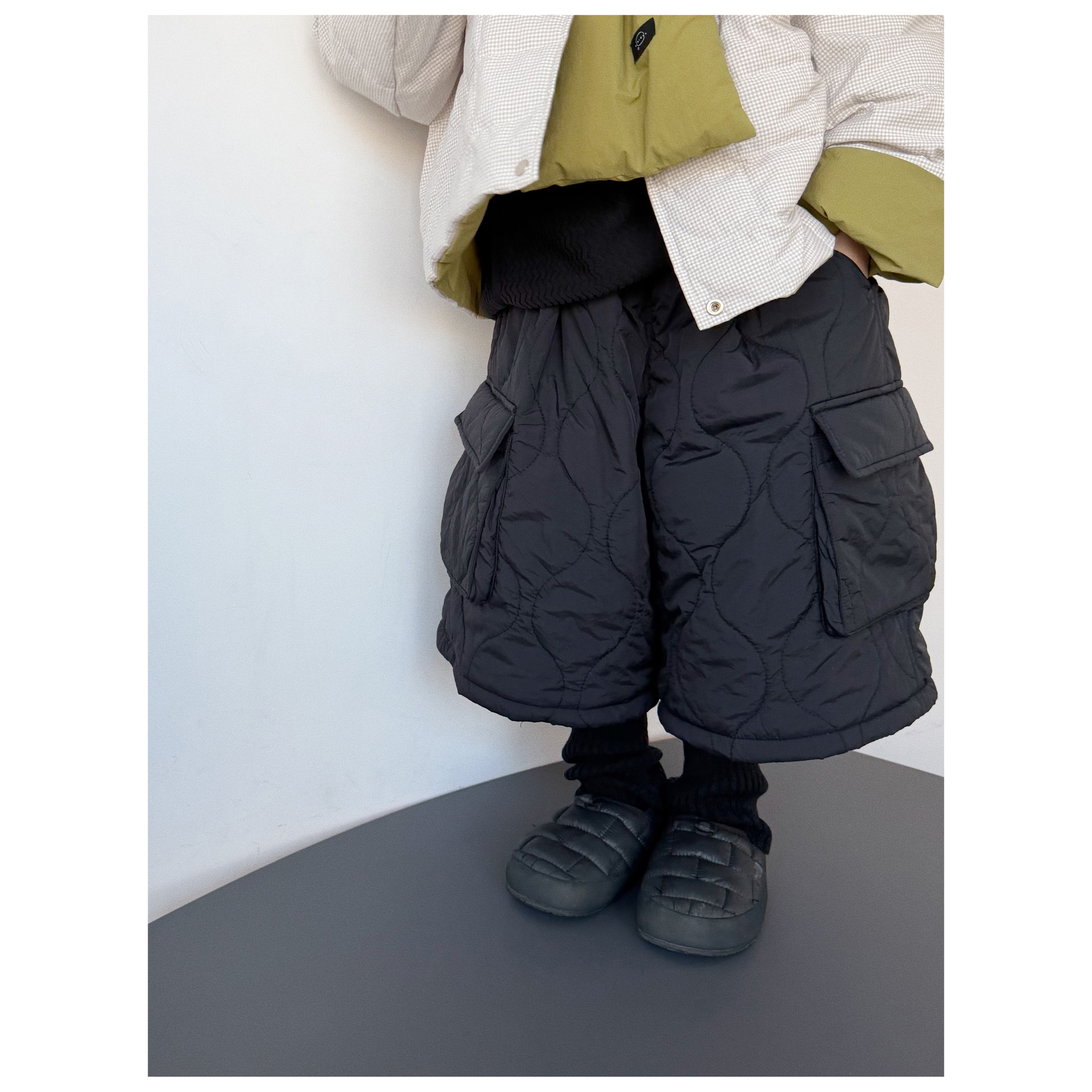 miniwhy亲子童装 | 超酷der工装大口袋年服 葫芦纹绗棉短裤 25冬