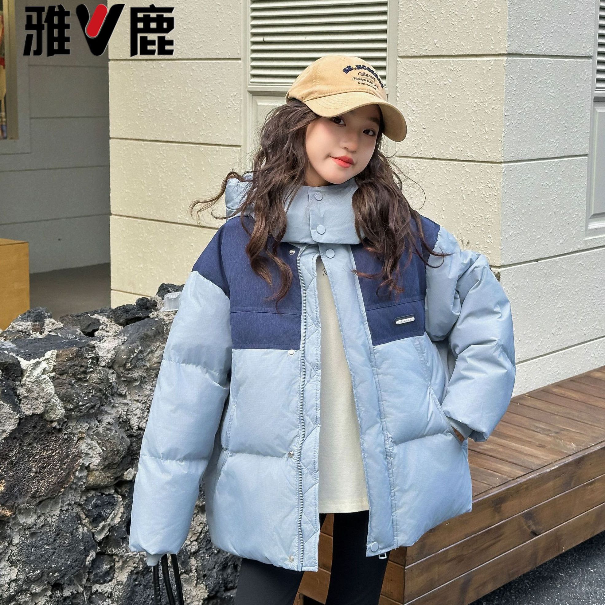 【ZY】2025雅鹿户外秋冬男女童高蓬松时尚白鸭绒面包羽绒服外套