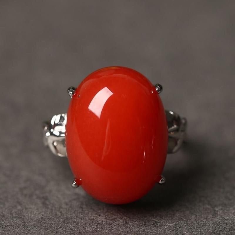 南红戒指网红新款满肉女款胖手可调节气质时尚饰品