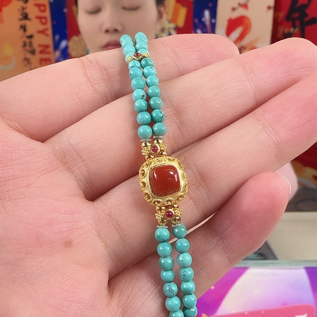 绿松石银S925镀金镶嵌珠宝奇石