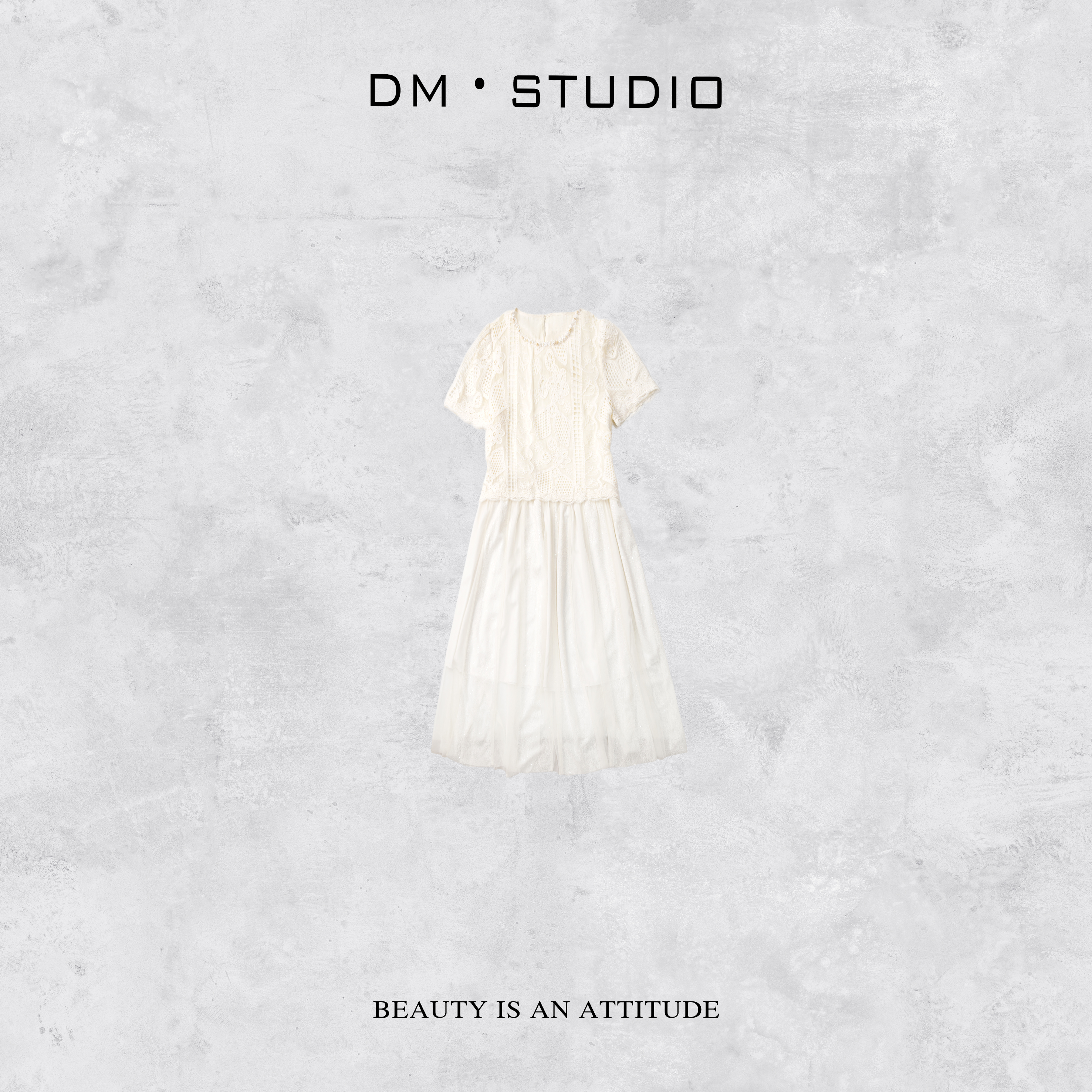 DEDM•STUDIO/法式精致静奢高级感绣花短袖连衣裙2504LYQ/25Q247