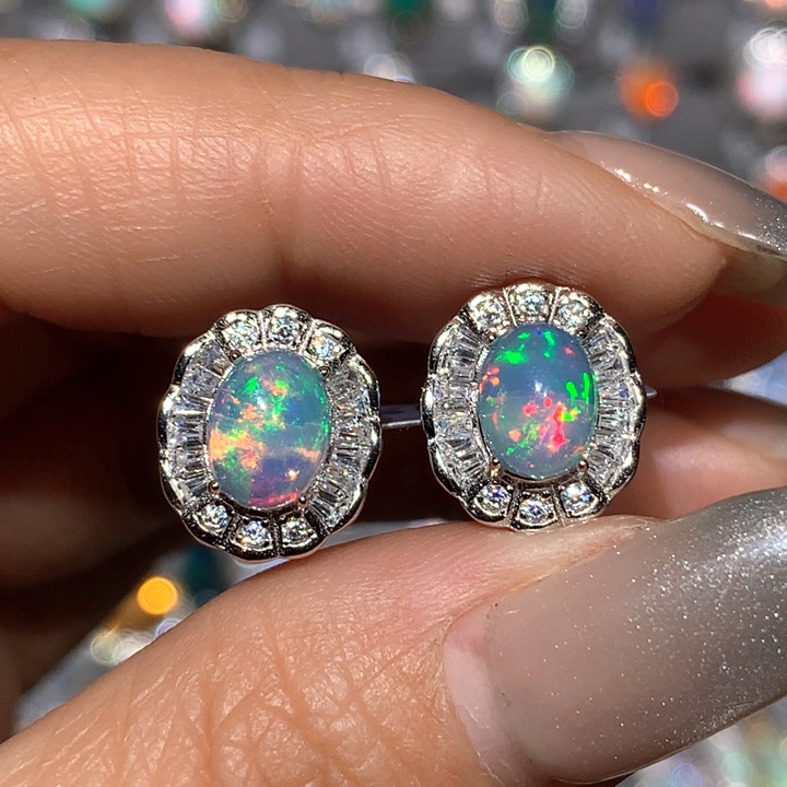 欧泊银S925镶嵌福利耳饰