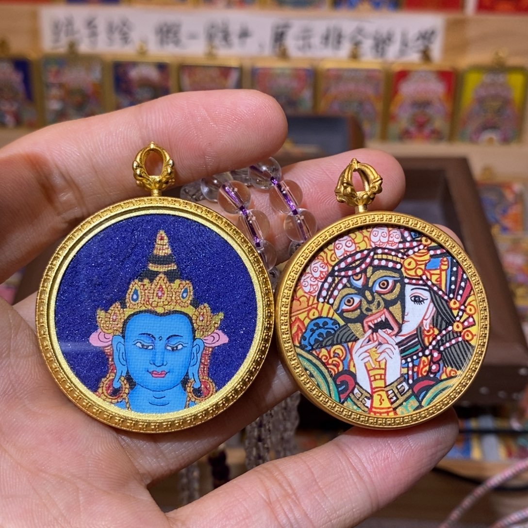 ****）吊坠大势至➕扎基拉姆纯手绘唐卡