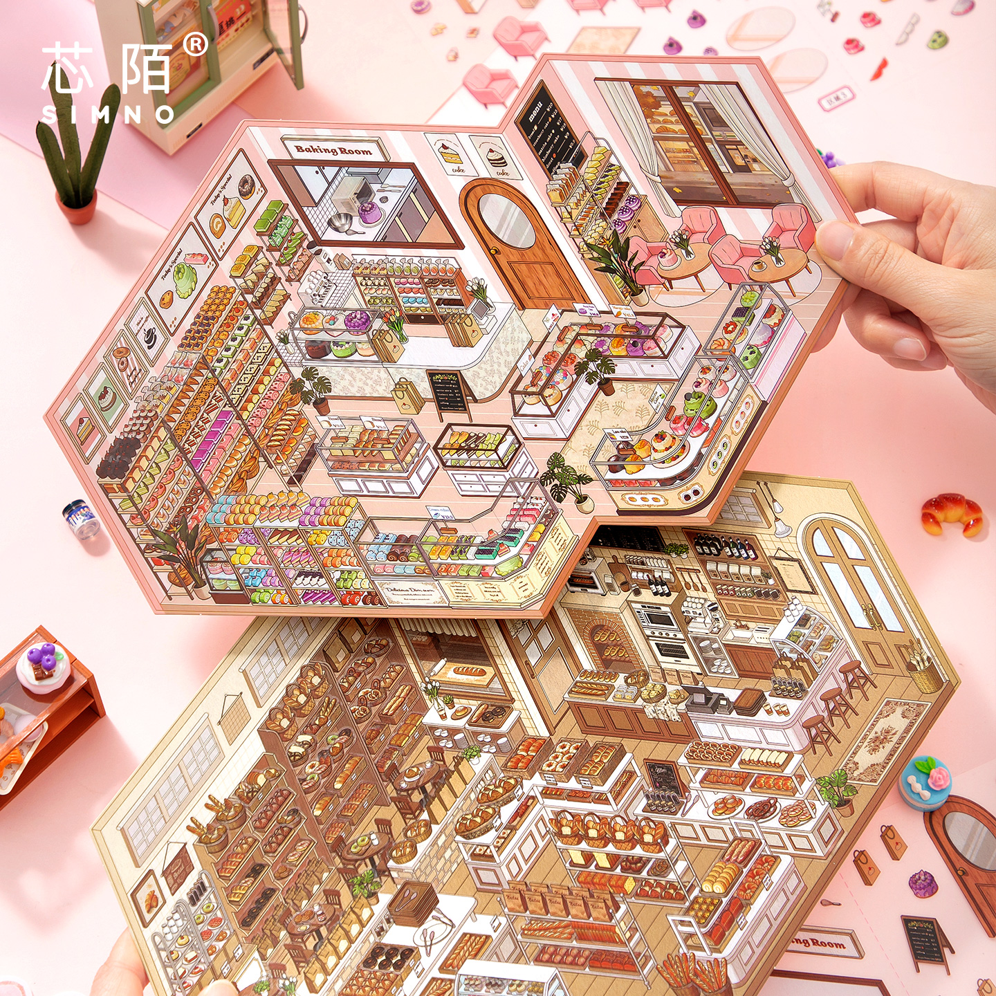 芯陌 · 店铺码货收纳造景贴纸面包房甜品屋哑膜韩系立体拼贴