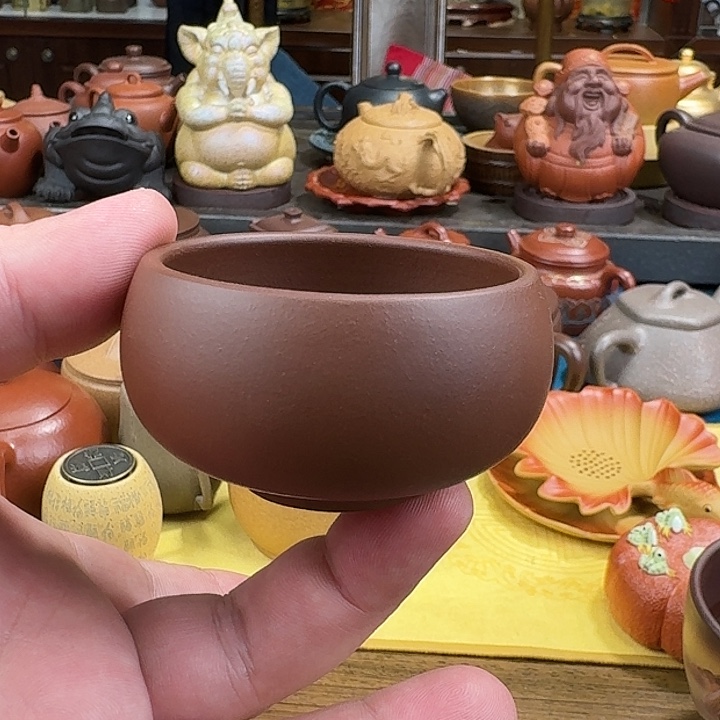 紫砂茶壶禅定杯紫泥