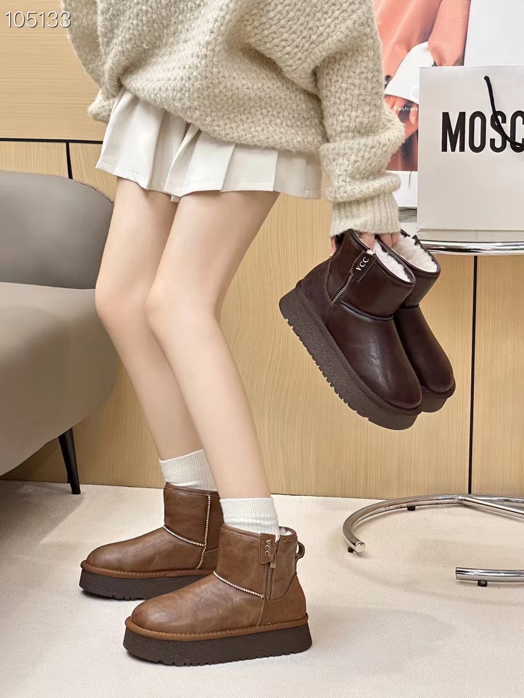 【超哥家】秋冬雪地靴加绒保暖厚底休闲时尚百搭短筒防滑雪地靴1012