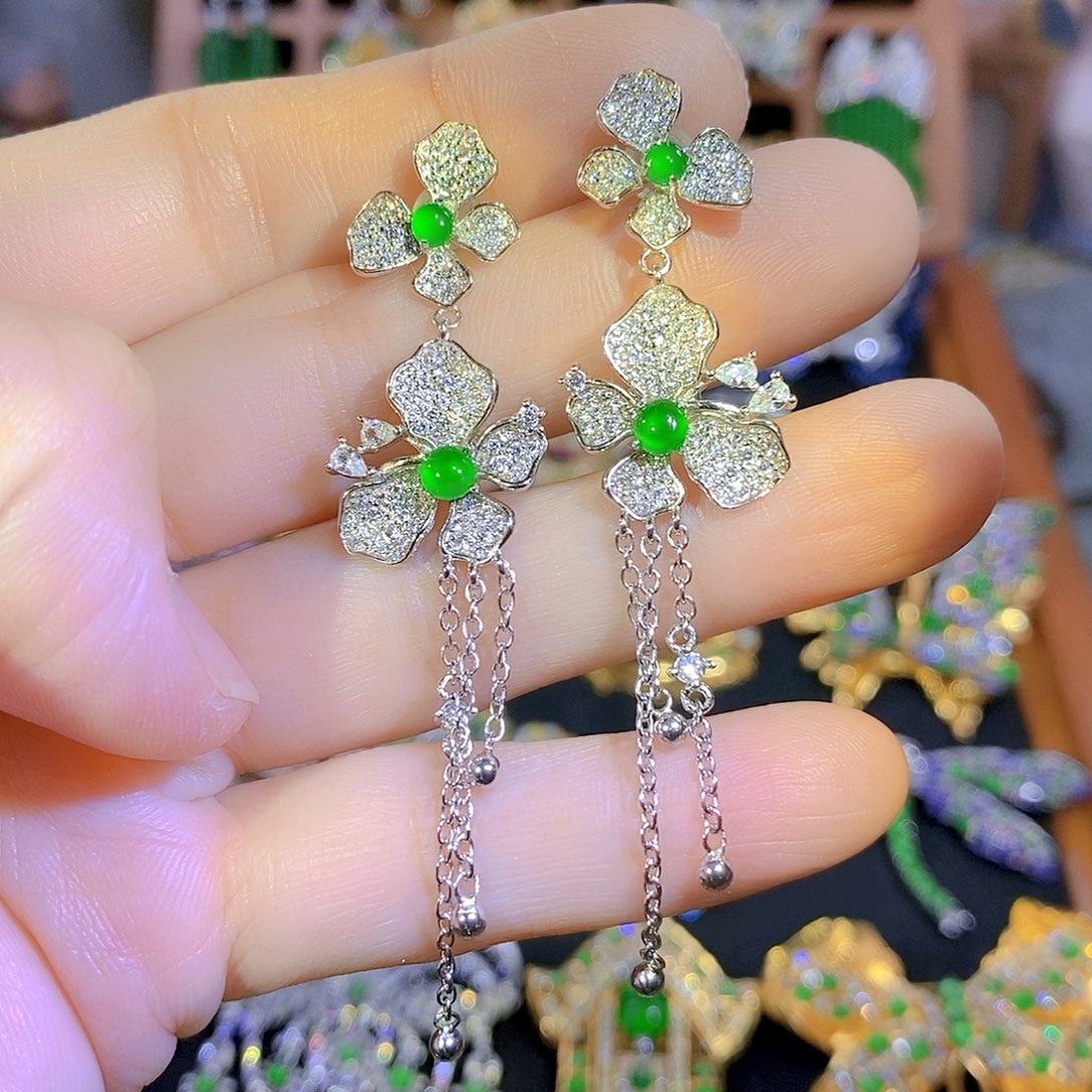 吊坠(不含链)银S925镶嵌翡翠