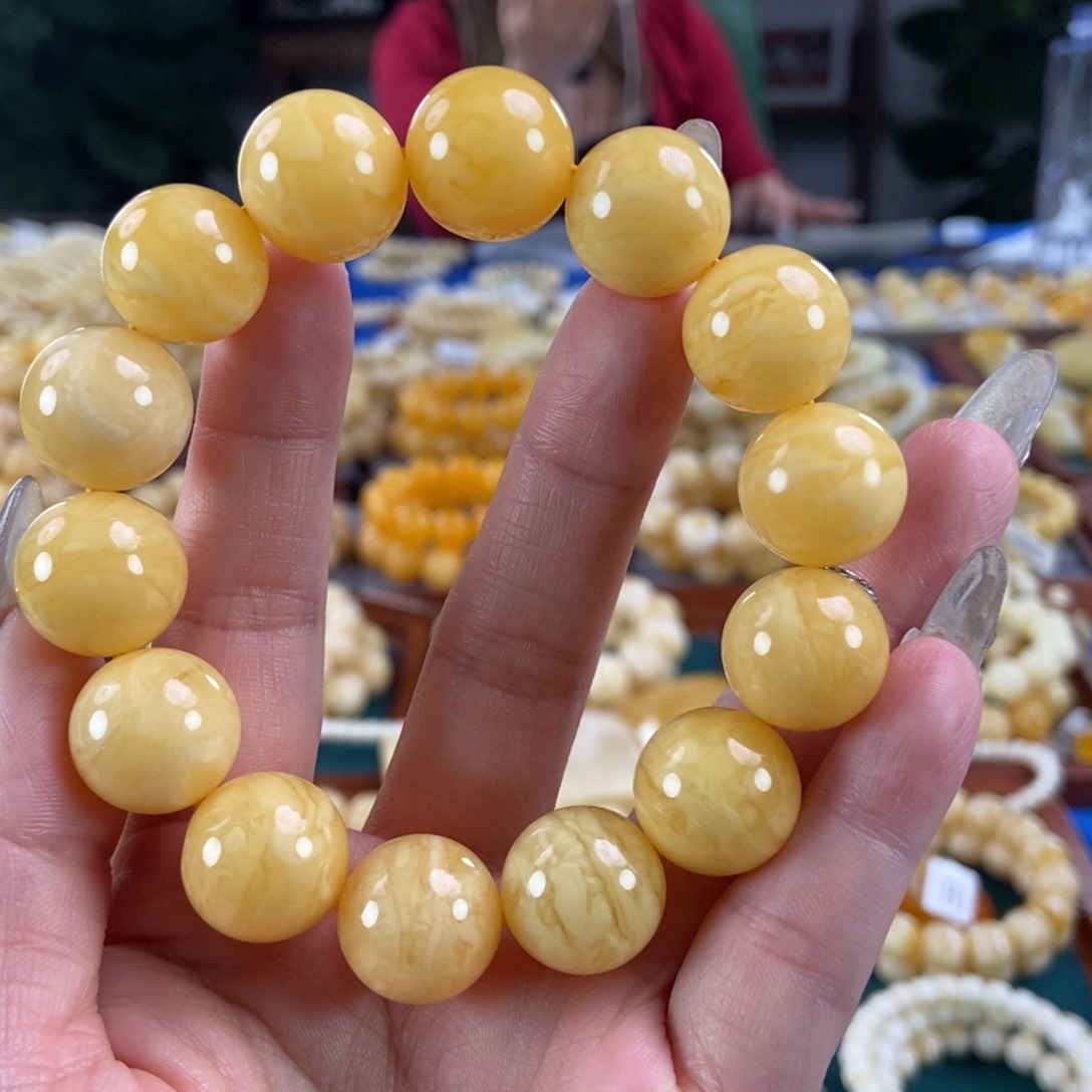 未镶嵌琥珀珠宝奇石15圆珠32.9