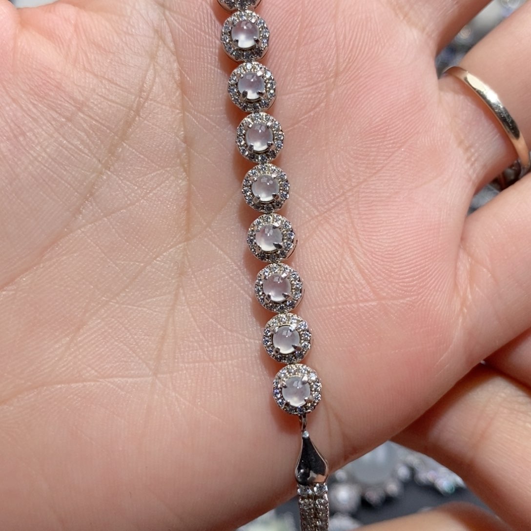 翡翠手链银S925镶嵌c c c