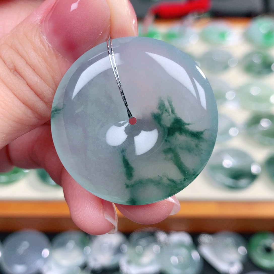 翡翠未镶嵌颈饰天然缅甸翡翠a货34.5-5.8