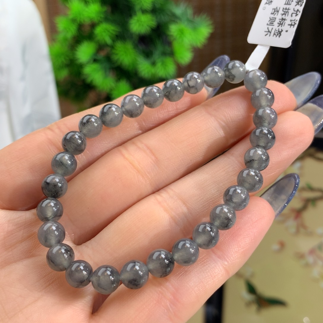 翡翠手链未镶嵌冰种乌鸡手链卡6.4m m