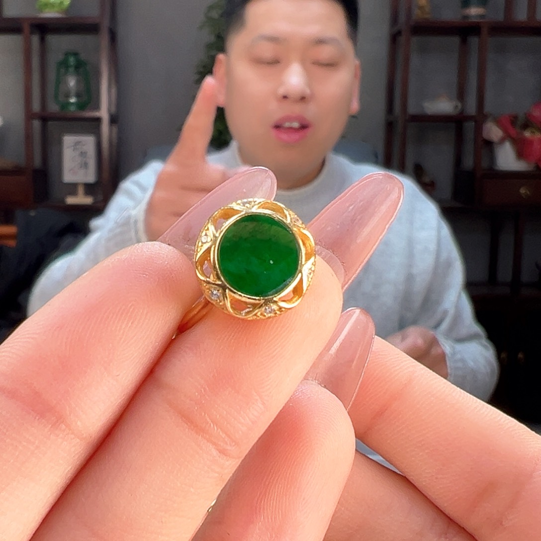 翡翠戒指银S925镶嵌戒指