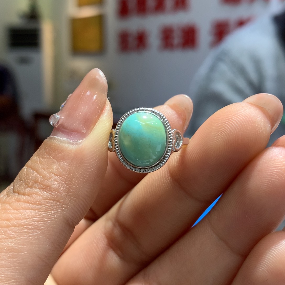绿松石戒指银S925镶嵌