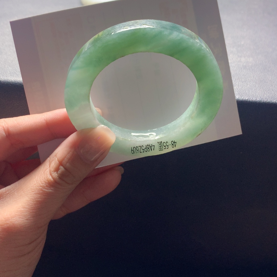定制翡翠未镶嵌翡翠手镯48_55圆条