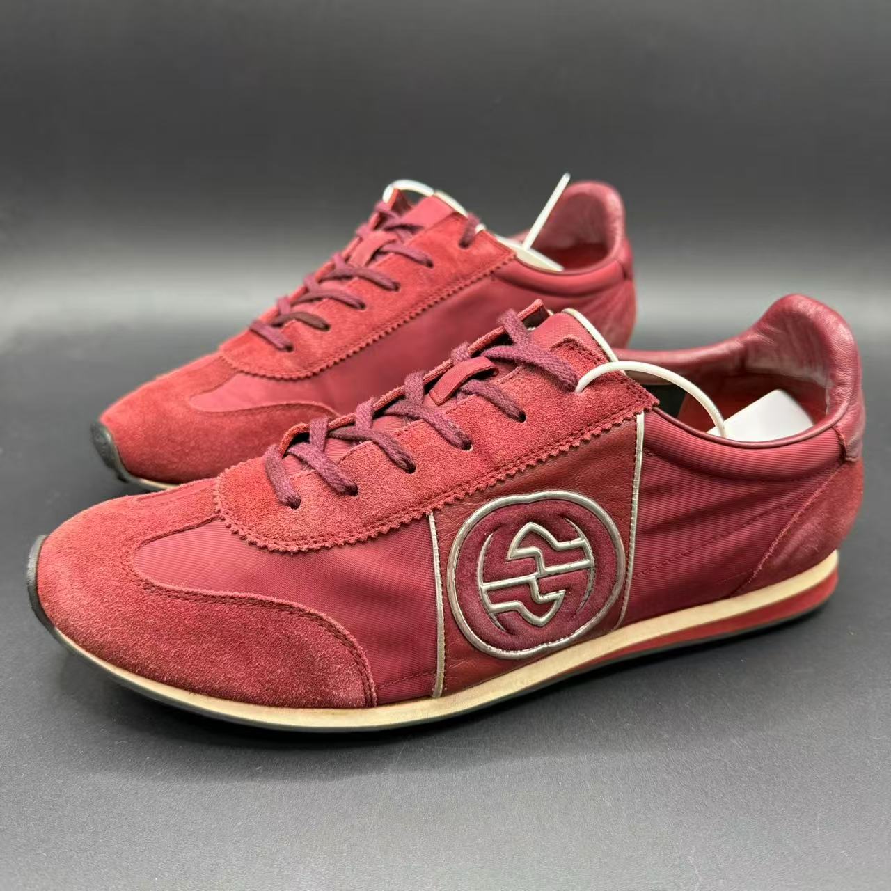 95新 GUCCI/古驰 【聚星好物 男士双G红运动鞋40.5欧ca191t