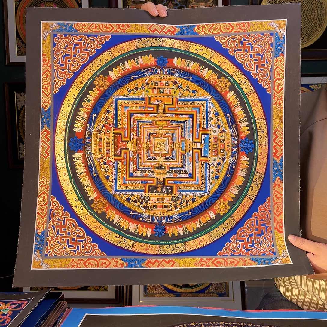 卷轴画手绘唐卡50厘米时轮