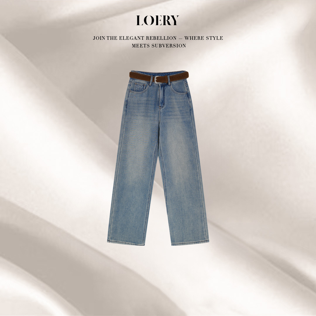 LOERY【高阶牛仔编号214】加绒不臃肿！亲肤长绒棉加绒牛仔裤-12812