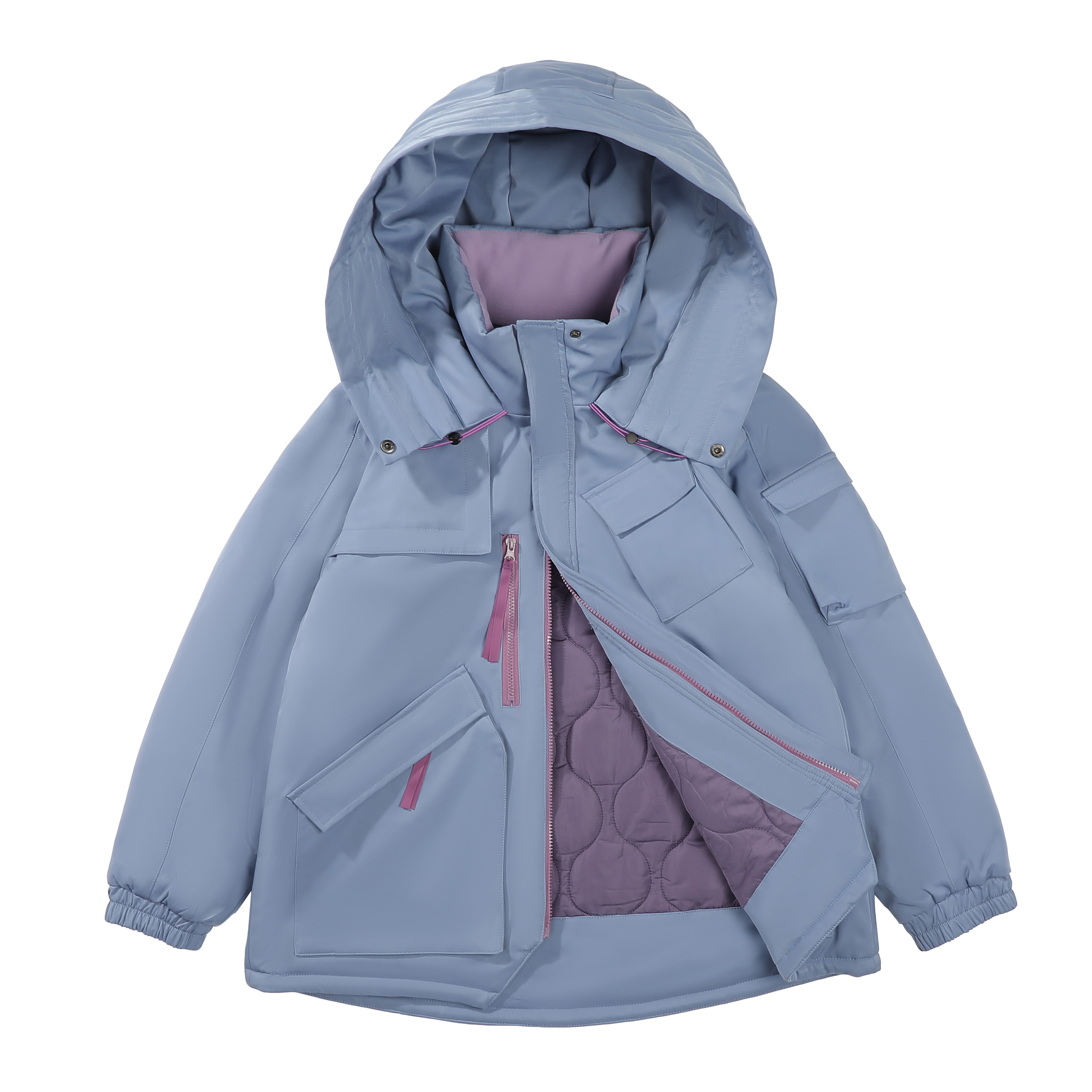 【柒柒专属】AL9122山系多口袋女秋冬长袖拉链连帽外套棉服防风保暖