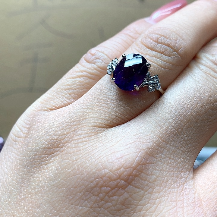 水晶水晶戒指银S925镶嵌