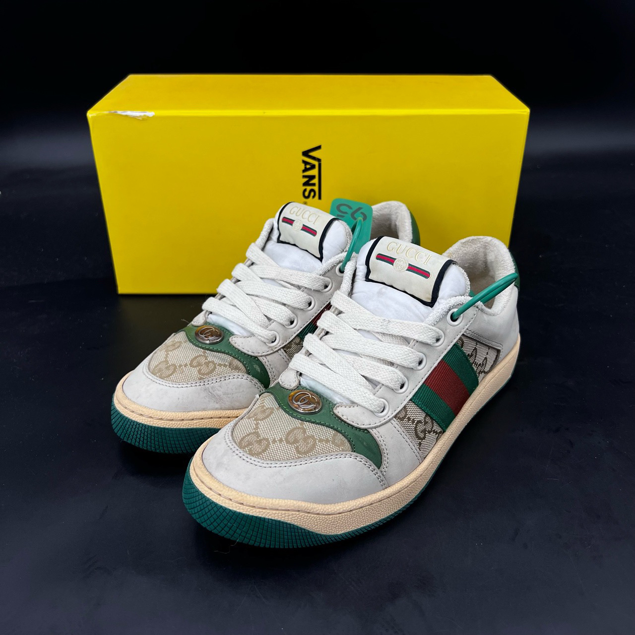 95新 GUCCI/古驰 gucci 脏脏鞋 灰绿 size 36 原盒