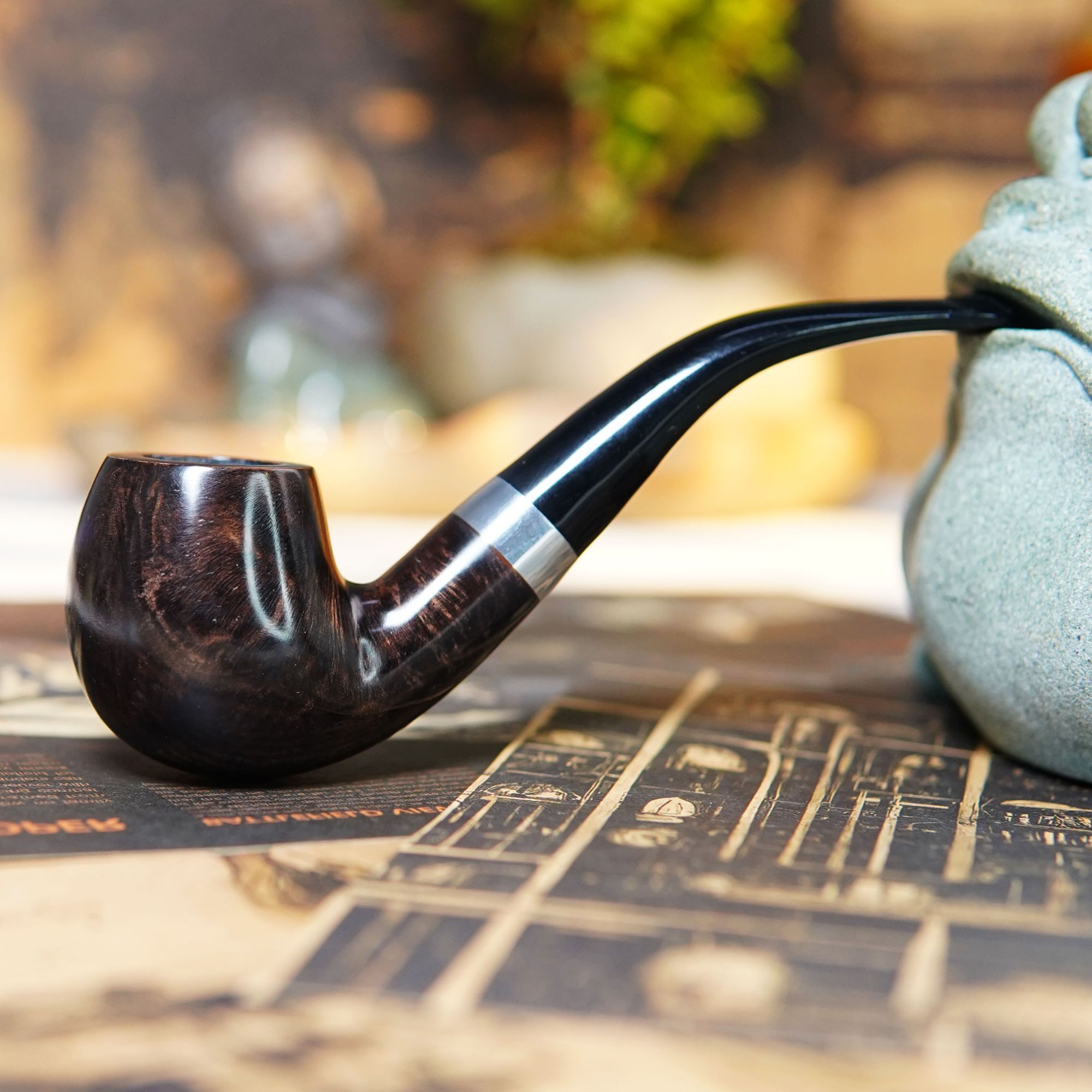 石楠木斗烟斗烟杆石楠木烟斗经典弯斗吊着舒服适合新手入门斗