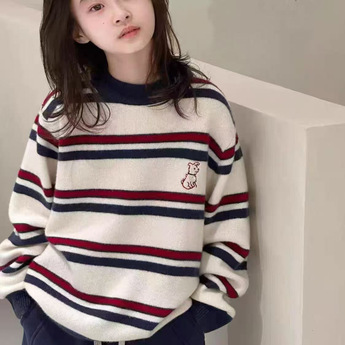 （不起球）女童圆领加厚毛衣针织2025秋冬新款中大童时尚百搭打底衫