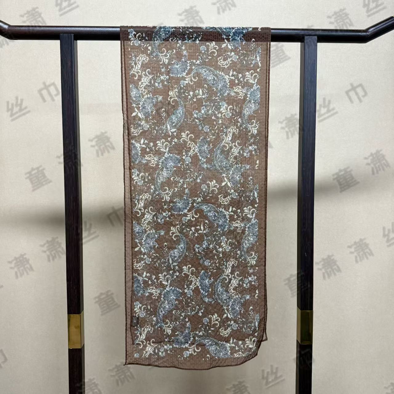 （咖啡花藤）薯莨珍珠绉30*155左右长巾围巾