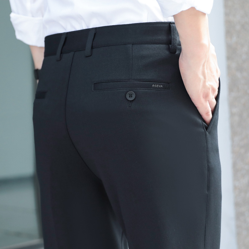 皮尔卡丹男士休闲裤秋冬厚款弹力宽松直筒西裤长裤商务西装裤