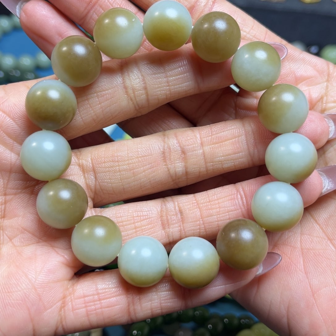 和田玉手串卡14未镶嵌