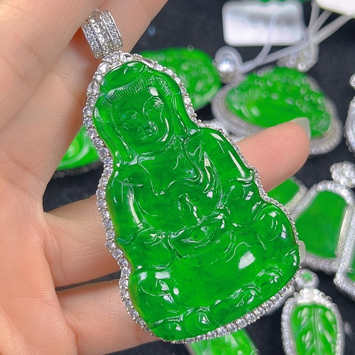 翡翠吊坠(不含链)银S925镶嵌