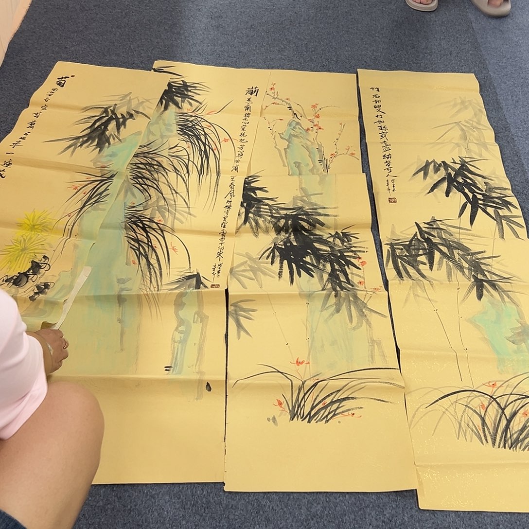 国画XL精品国画作品四条屏任发