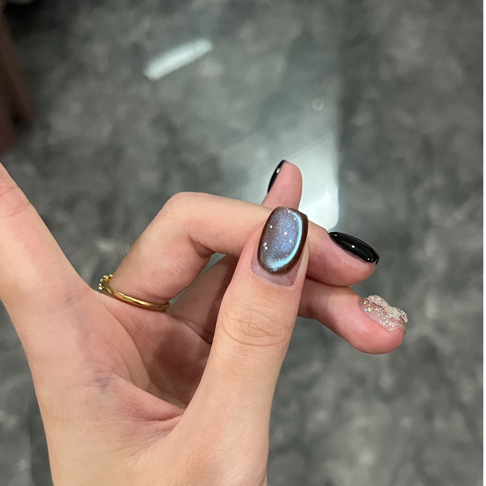 【娜娜专属】新品琥珀棕底蓝光炫彩玻璃珠蓝夜猫眼胶