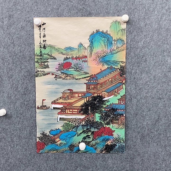 国画四尺三开界画一幅