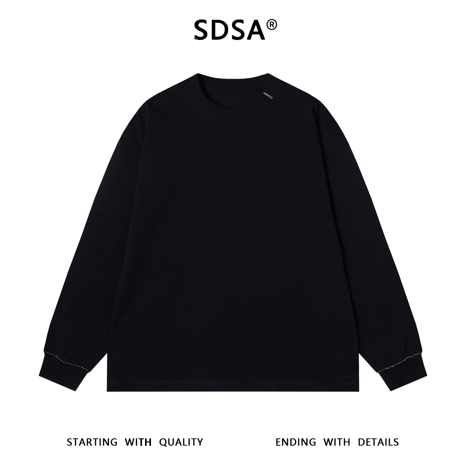 SDSA男士秋冬新款痞帅男装简约纯色金属装饰圆领卫衣百搭宽松上衣
