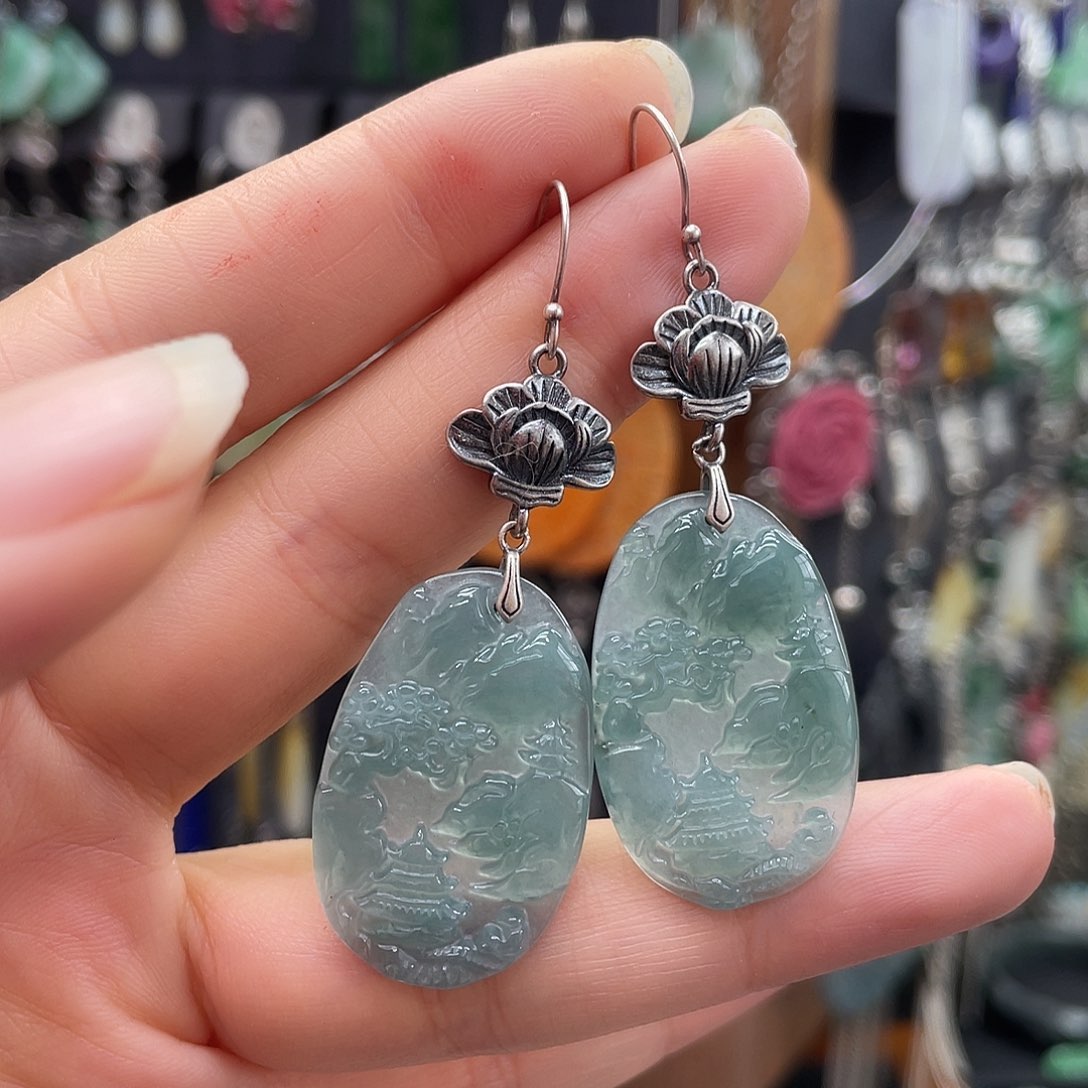 翡翠银S925镶嵌耳饰161ghhhhh