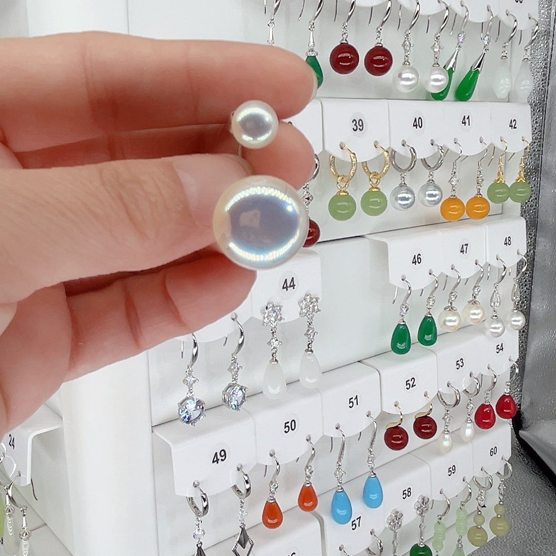 银S925镶嵌耳坠淡水珍珠大****生