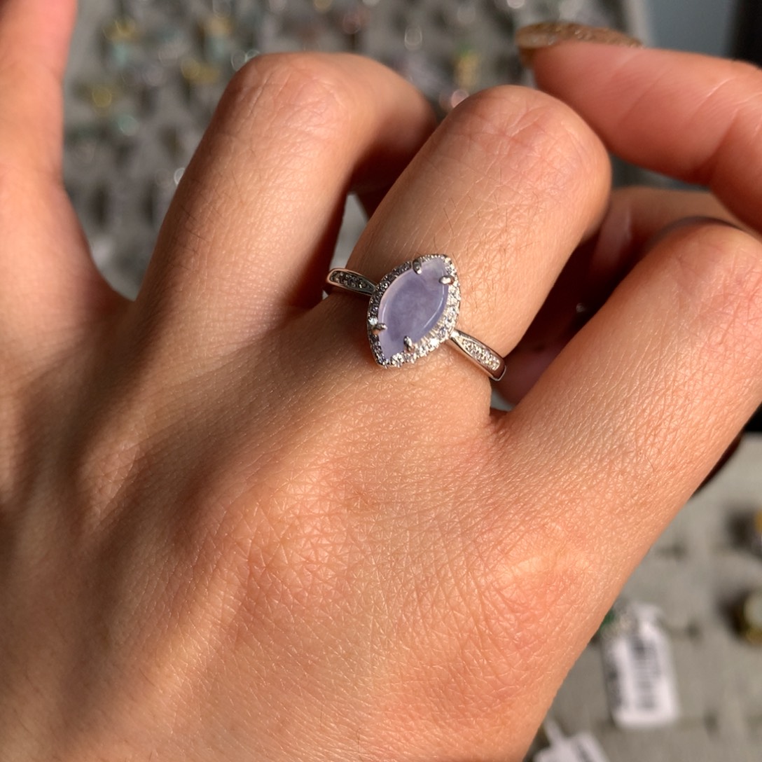 翡翠银S925镶嵌耳饰戒指