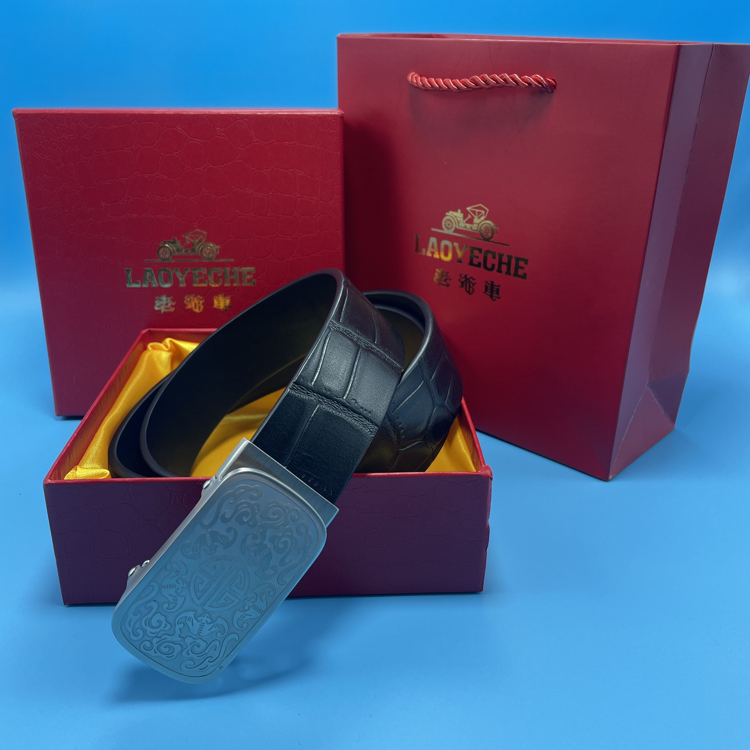 老爷车无牙【不锈钢外穿】男士高档时尚潮流自动扣单层头层牛皮皮带