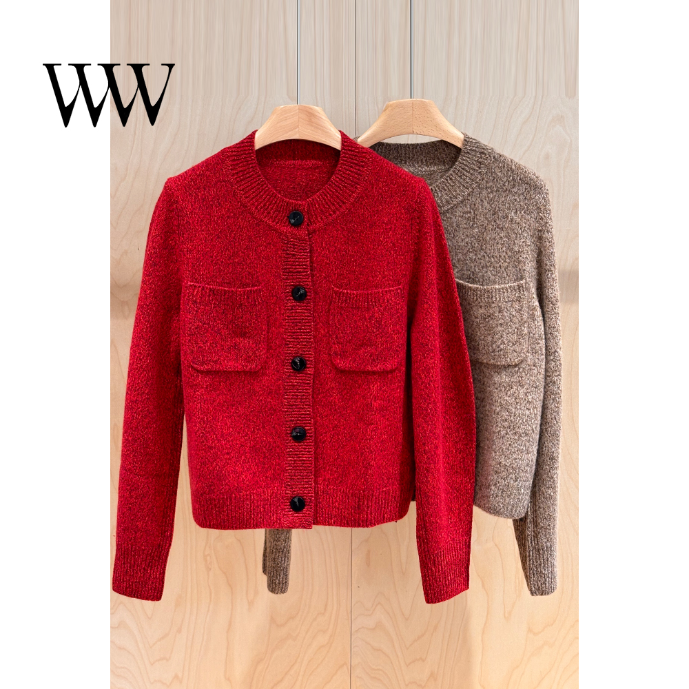 秋冬开衫内搭时尚上衣小香风气质针织短款复古羊绒衫