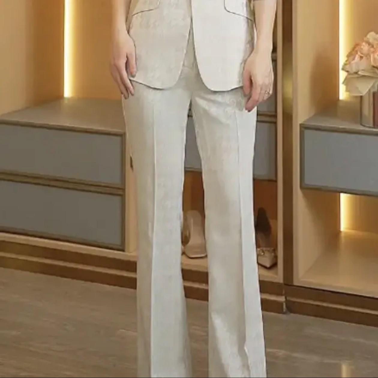 B区B975夏季新款气质女西裤薄款印花休闲职业风（西裤）