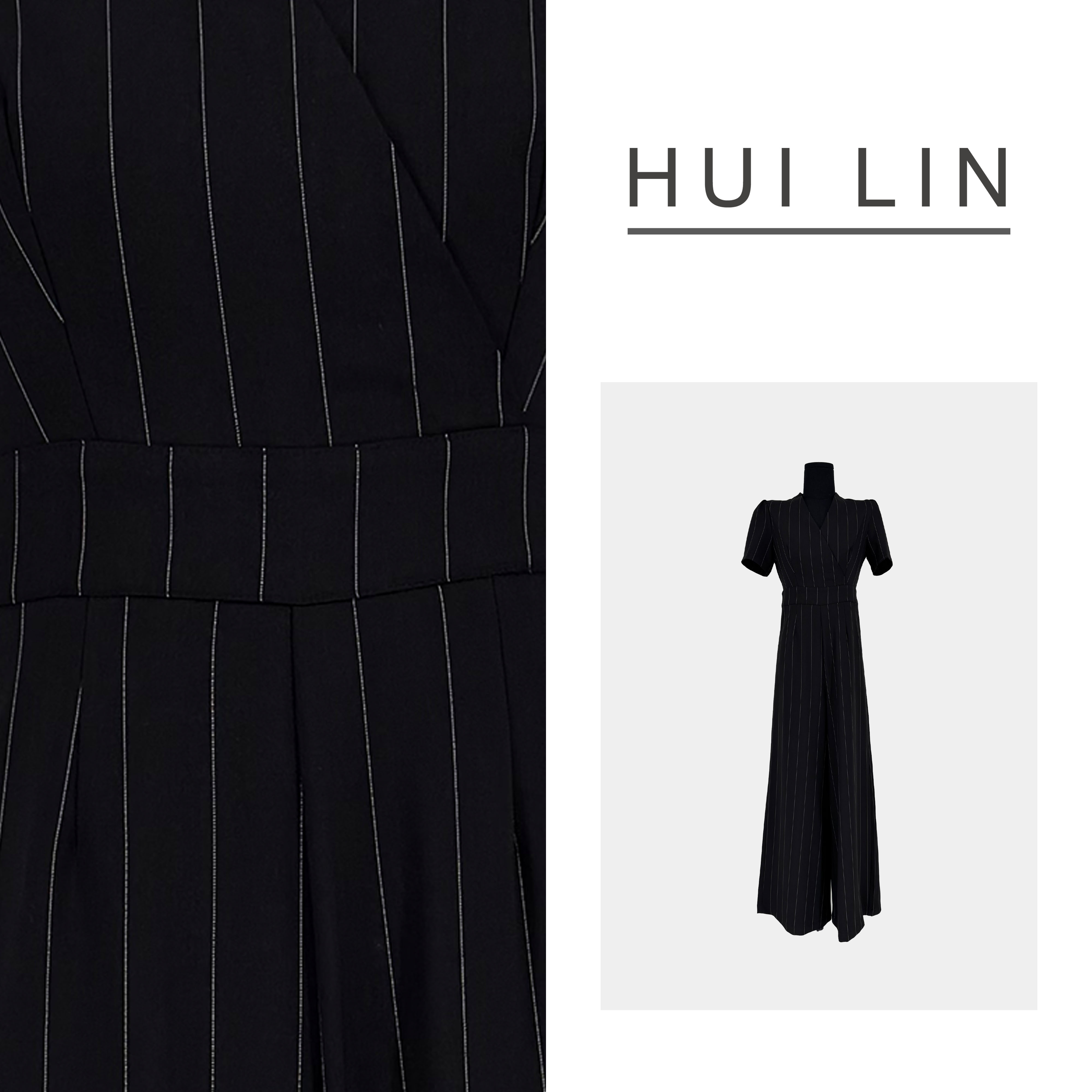 【夏季新款】法式高级收腰超薄TR西装条纹高腰连体裤【25511】