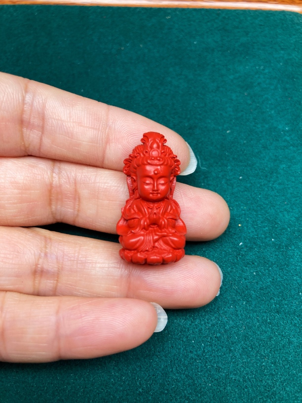 含辰砂工艺品【保真朱砂】红砂观音吊坠