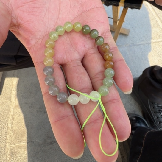 和田玉手链未镶嵌卡8精品多宝手串，多样性发一