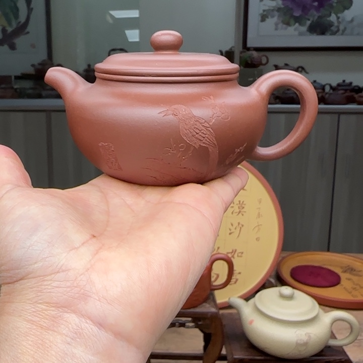 紫砂茶壶老料底槽清夫妻双国工作品
