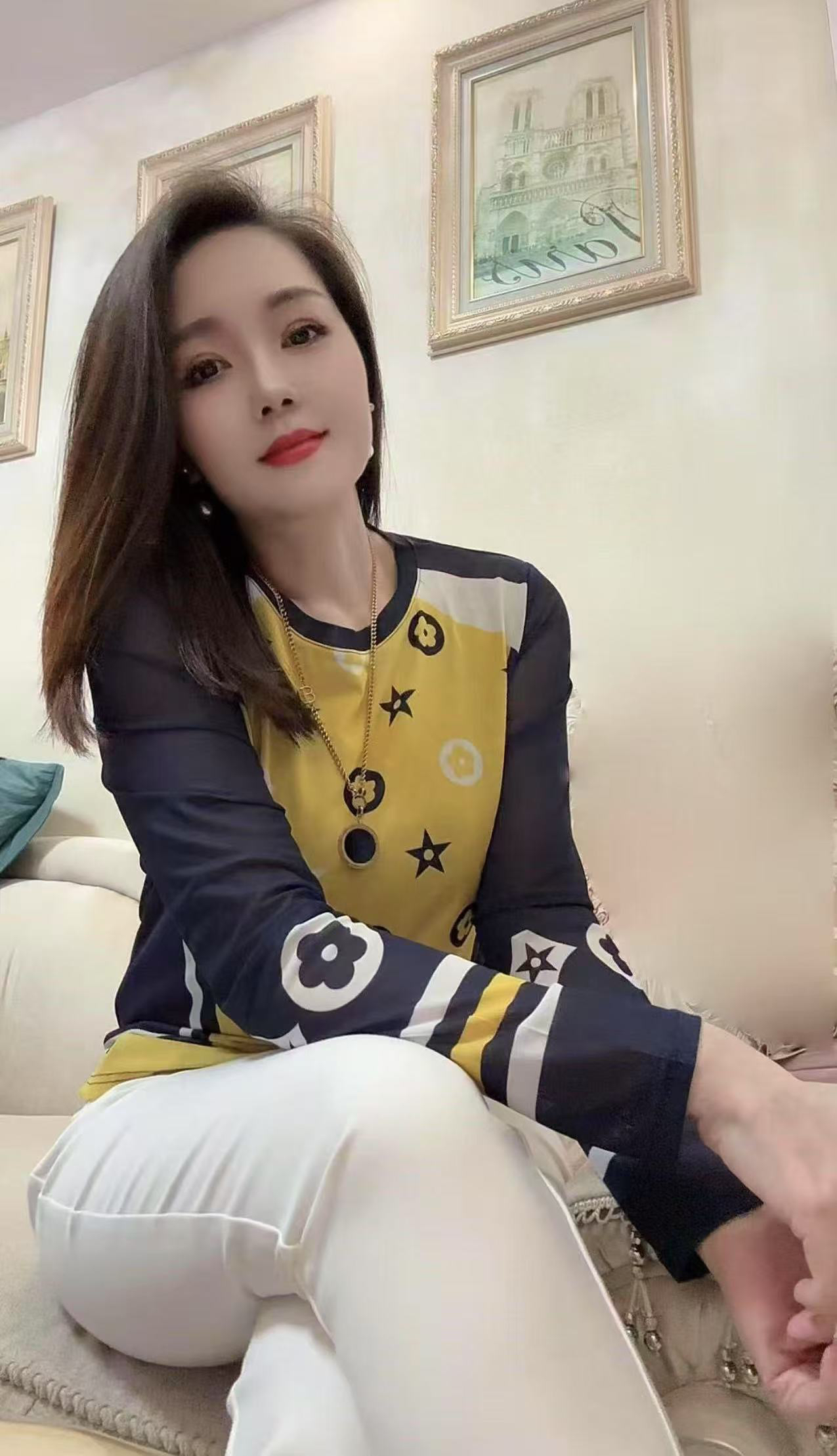 【柔柔定制】2025春夏新款（长、短袖）时尚印花上衣百搭圆领